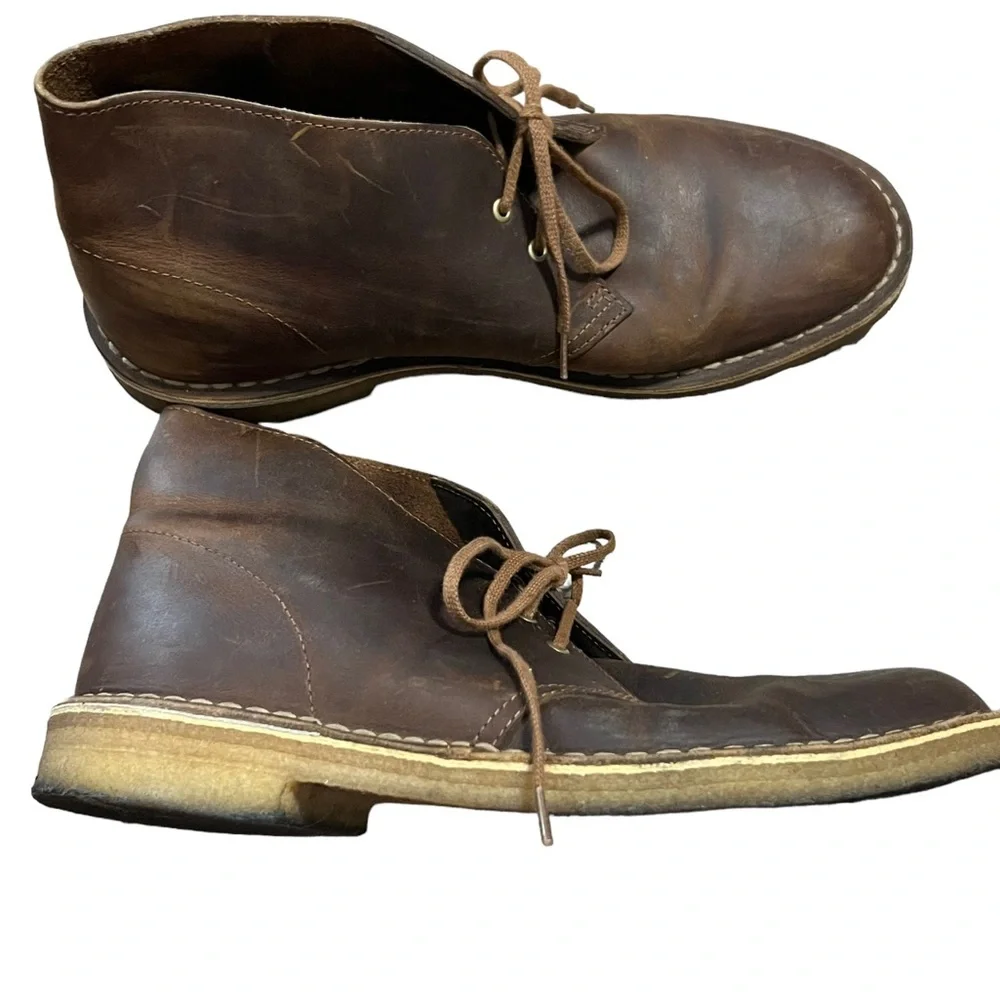 Clarks Originals Men's Brown 100% Leather Ankle Chukka Boots Size 9.5